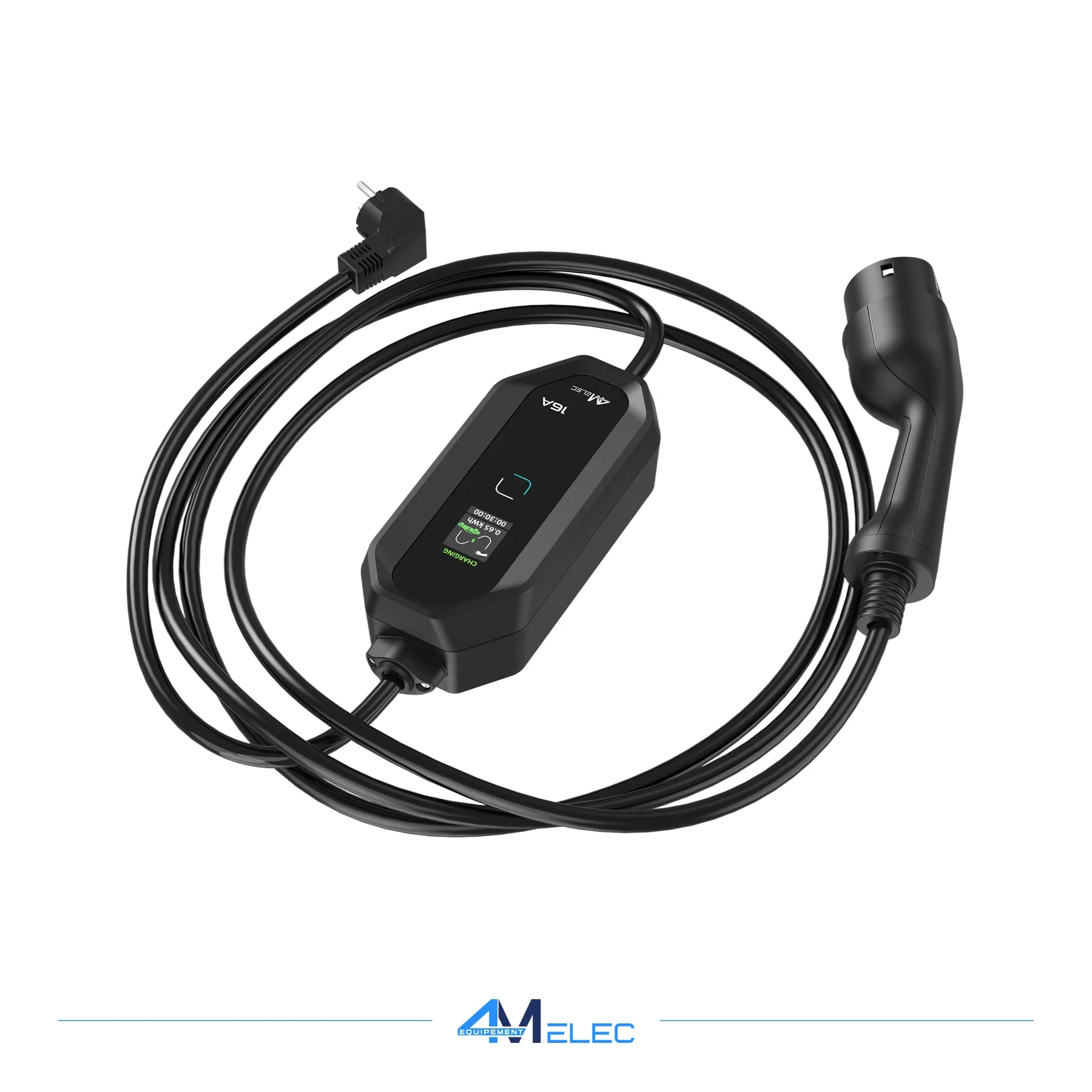 Chargeur Portable Voiture Électrique – Type 2 – 3,68 kW – Câble 5 m – Étanche IP65 – Réglable 6A à 16A