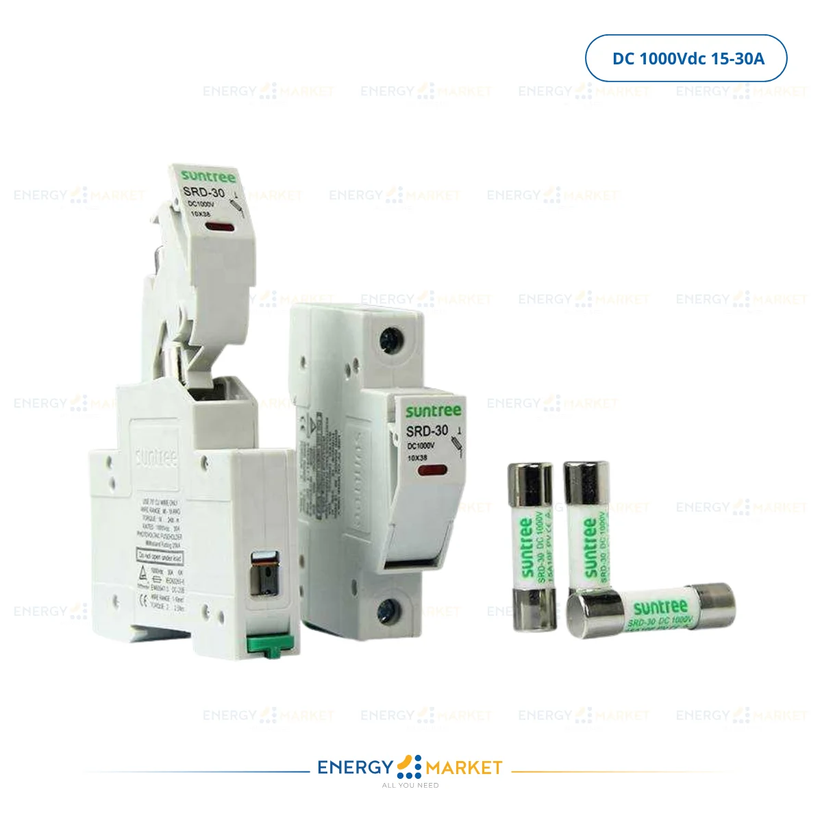 Fusible Photovoltaïque DC 1000 Vdc + Porte-fusible – 15A | 20A | 30A