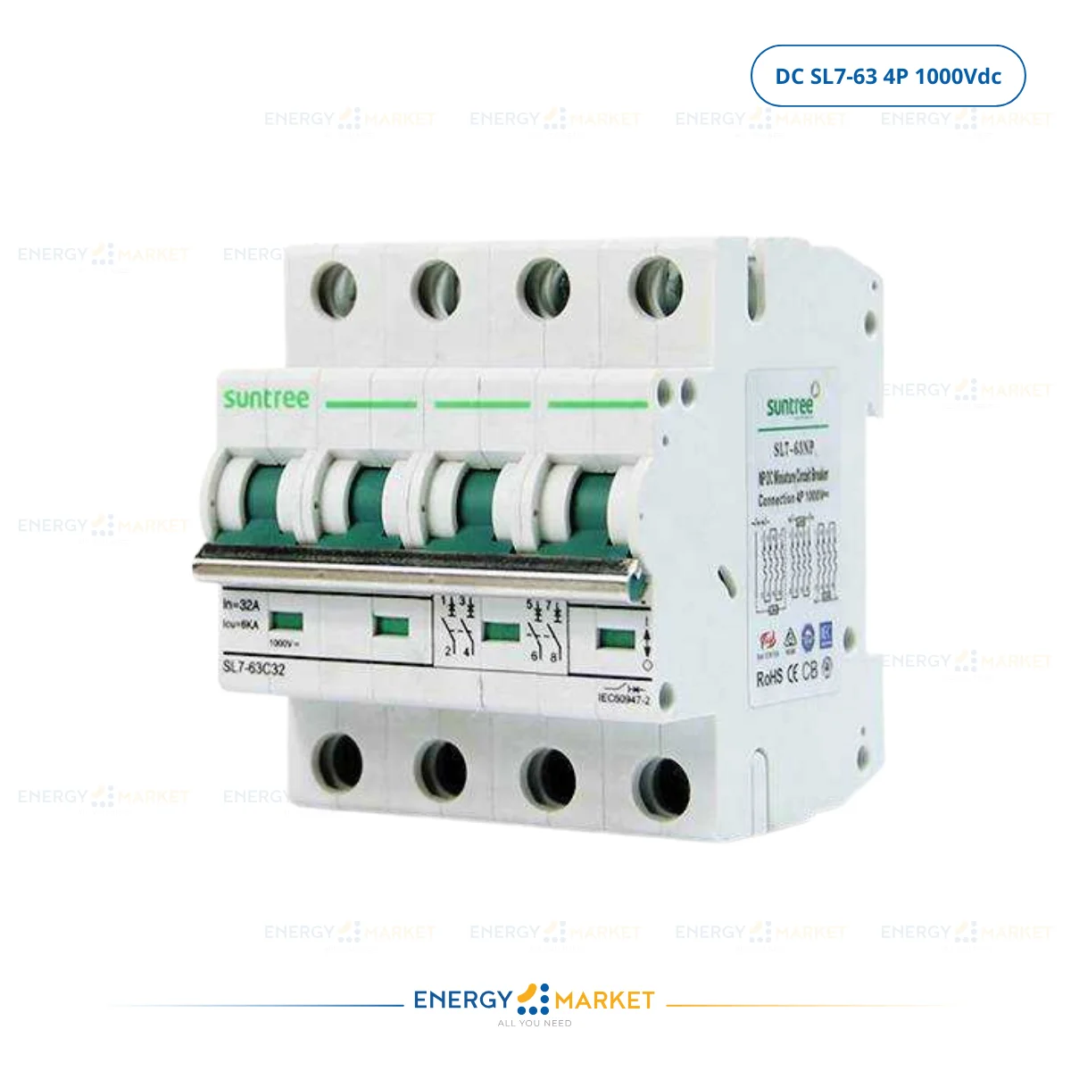 Disjoncteur DC SL7-63 4P – 1000 Vdc – 20A | 32A | 50A | 63A – Protection Photovoltaïque
